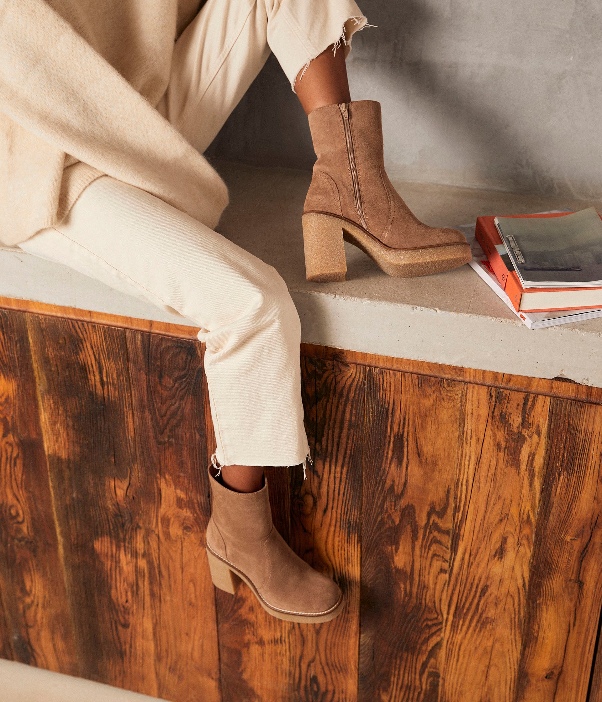 Boots velours beige Alice
