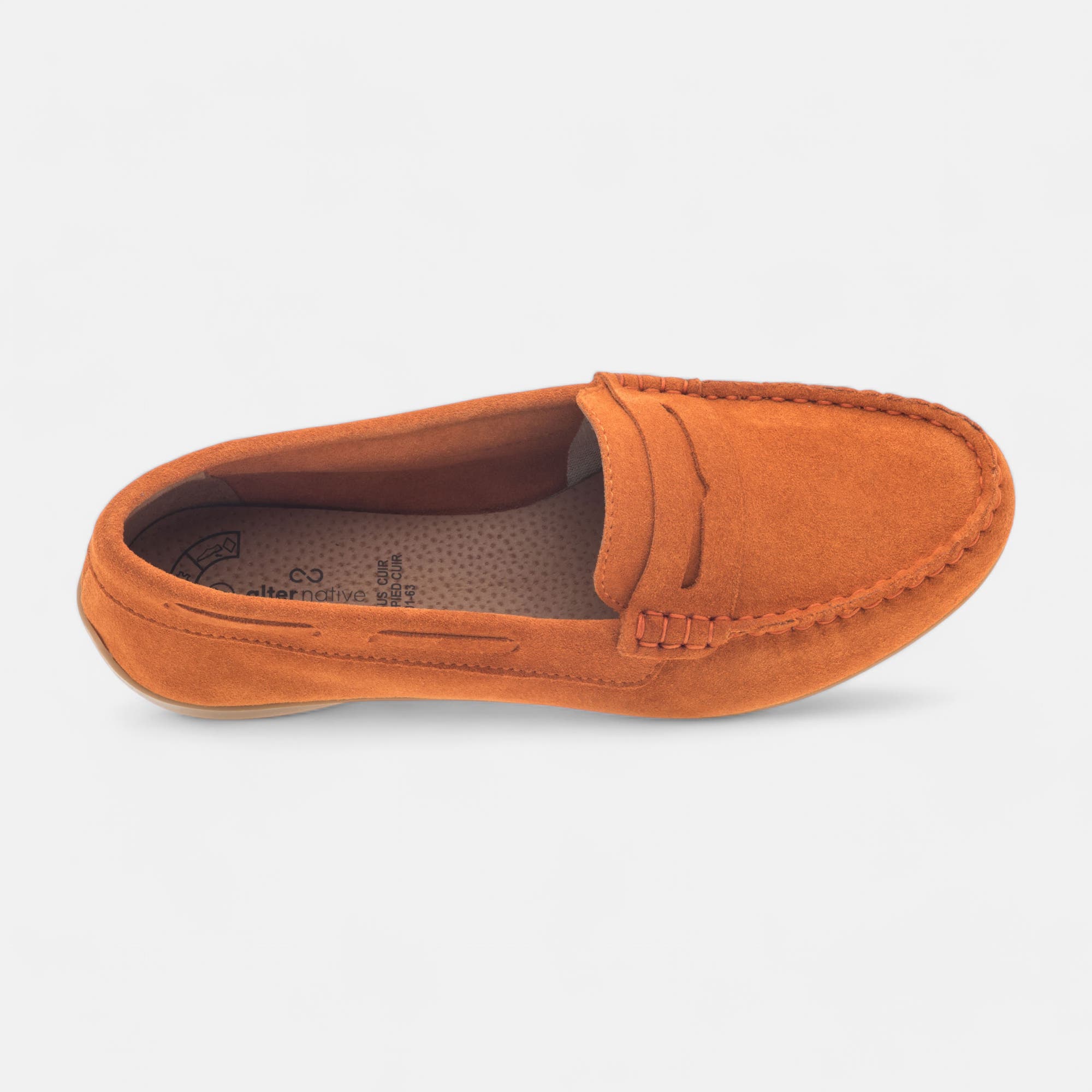 Mocassins Femme en cuir orange