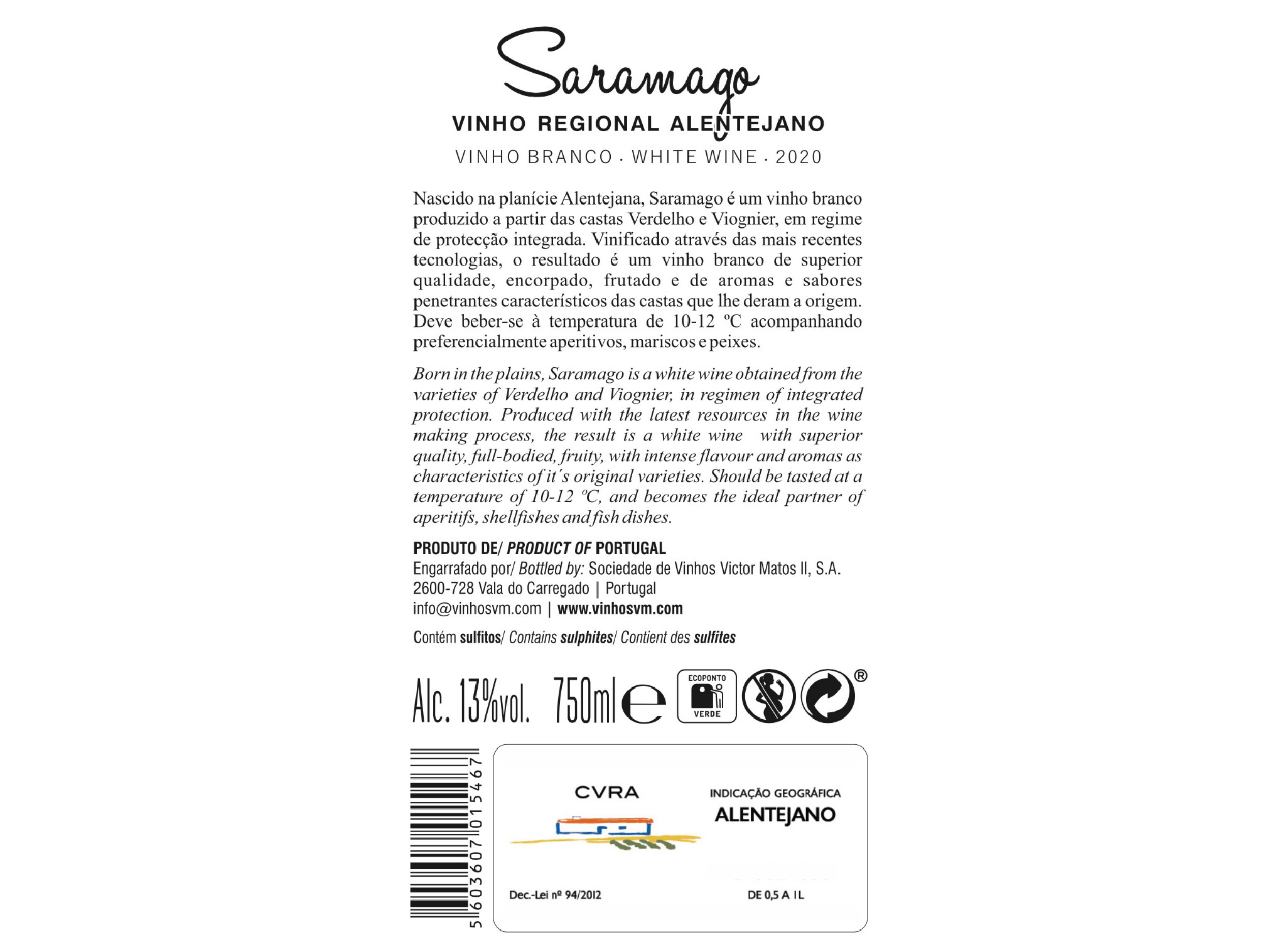 VINHO TINTO SARAMAGO ALENTEJO 0.75L