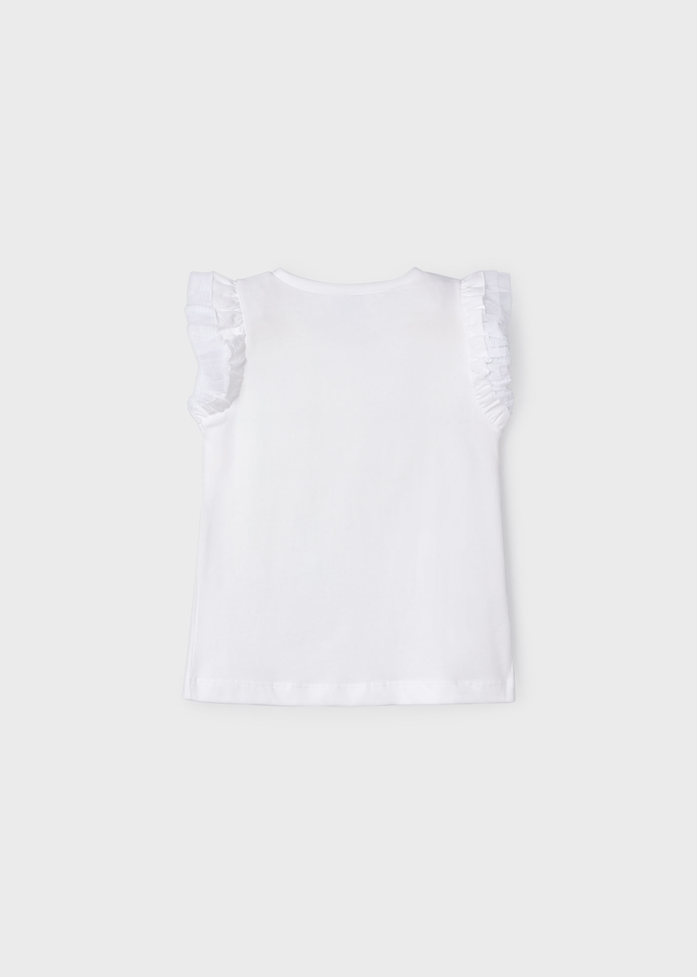 Camiseta feminina de tule floral, cor nude cru