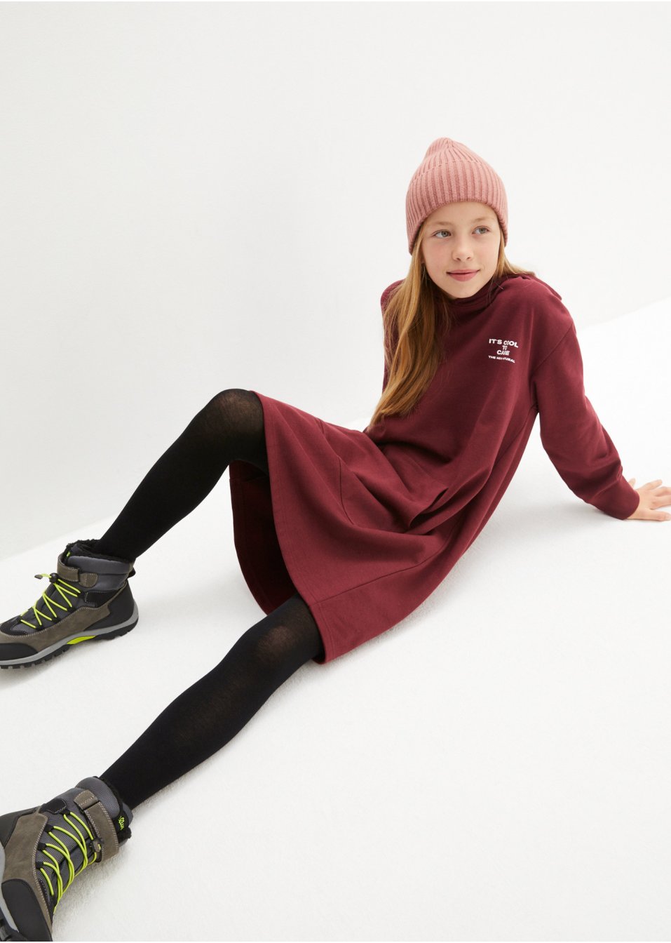 Robe sweat fille à capuche