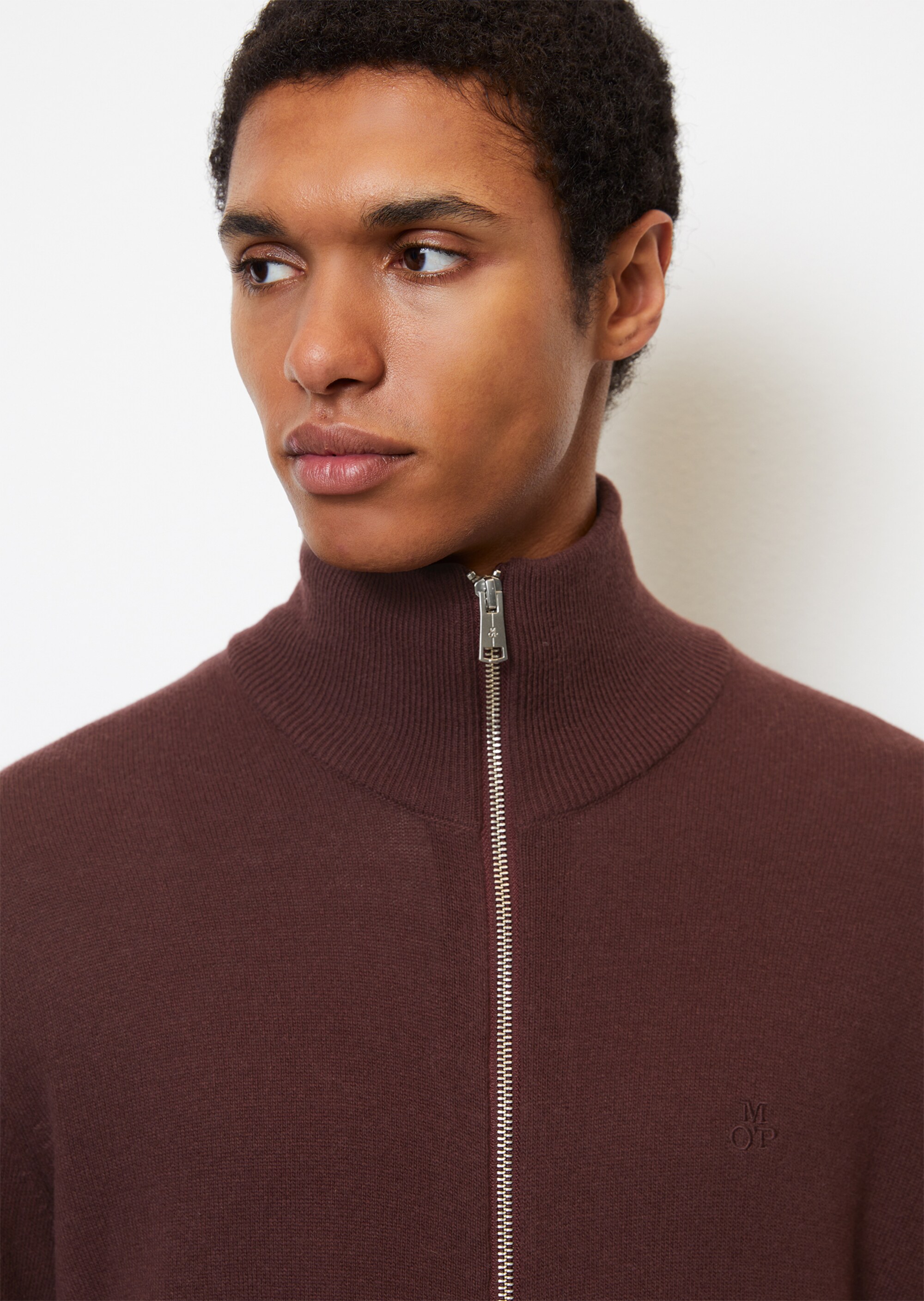 Zip-Cardigan regular aus softem Baumwolle-Schurwolle-Mix