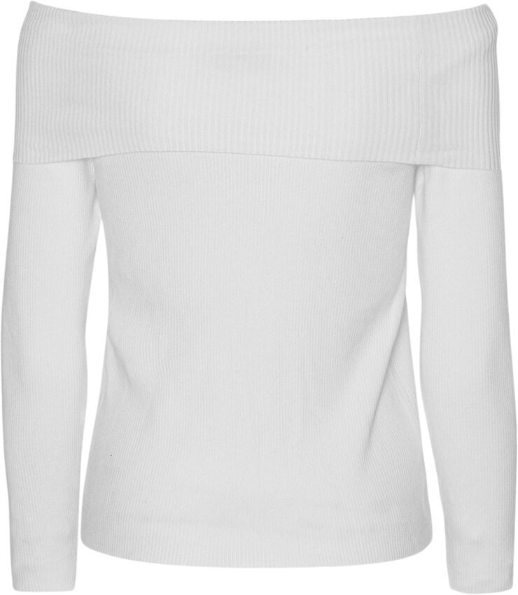 A-VIEW Rib offshoulder blouse Off white