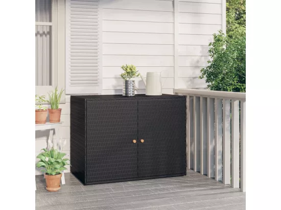 Armoire de rangement jardin Noir 100x55,5x80 cm Résine tressée