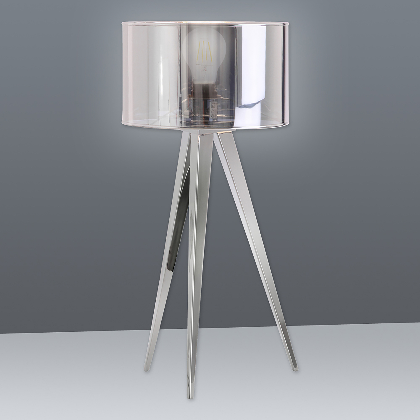 Hockerleuchte TRIPOD - chromfarben - 61,5 cm