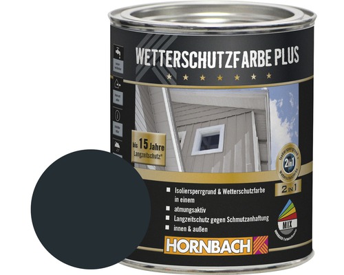 HORNBACH Houtverf Weerbestendige Verf Plus Antraciet 750 ml