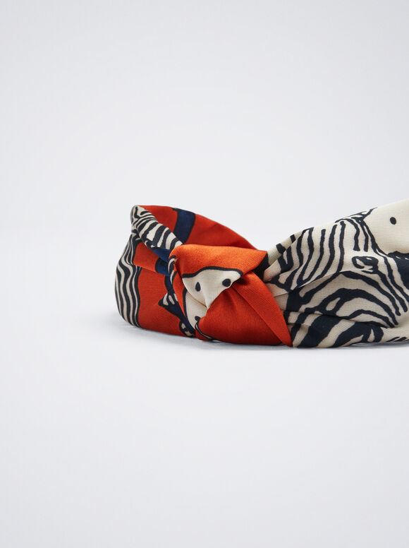 Faixa de cabelo larga estampada - Multicolorida