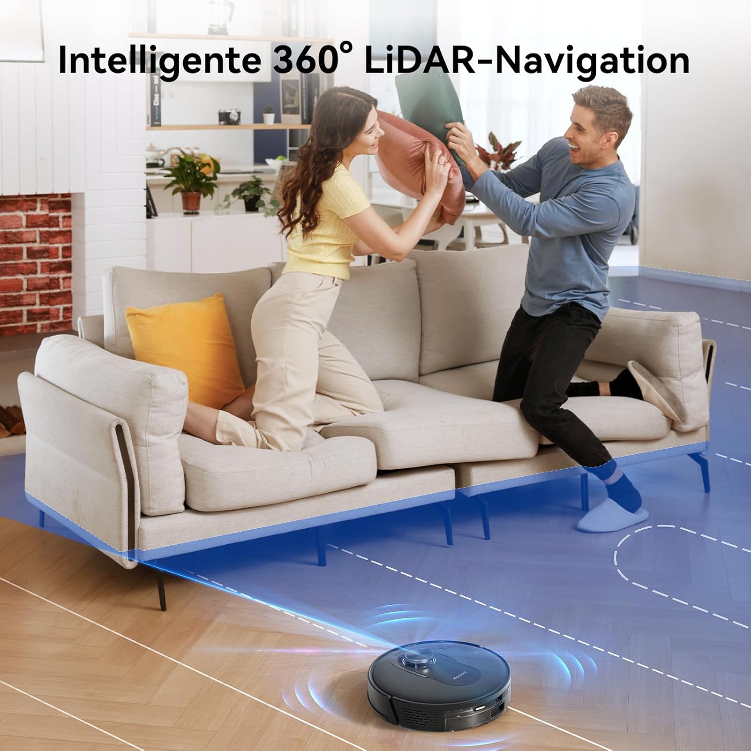 Proscenic Q8 Max Saugroboter mit Wischfunktion, 6000Pa 200min Staubsauger Roboter mit Absaugstation 3L Staubbeutel, Intelligentes Laser Navigation mit 5 Karten, Steuerung über APP Alexa Google Siri