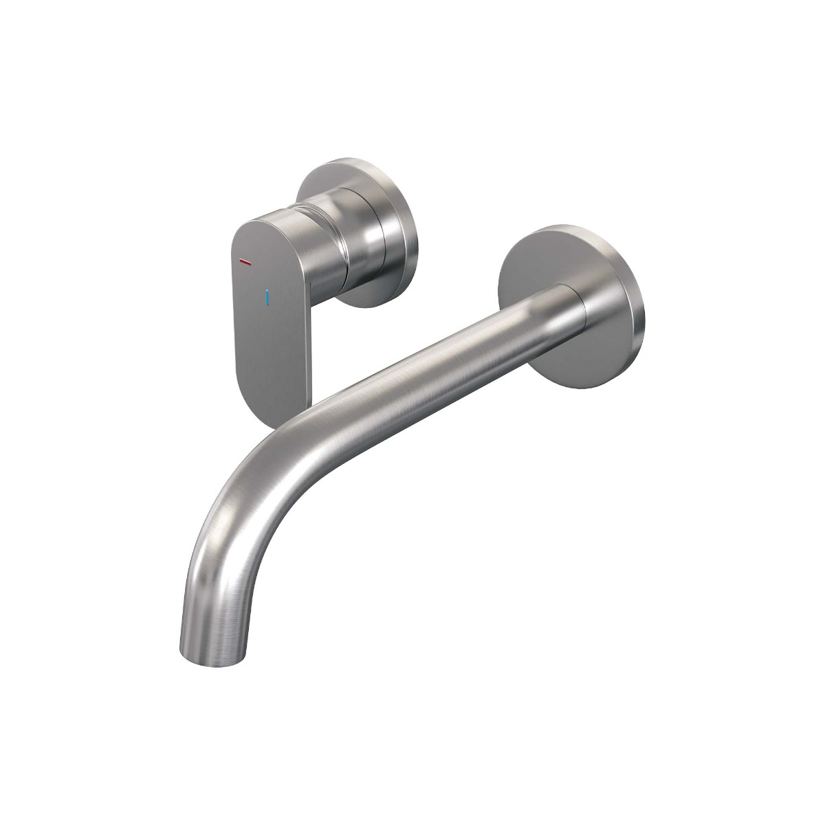 Brauer Brushed Edition ColdStart wastafelkraan inbouw gebogen uitloop en rozetten model C2 RVS geborsteld PVD