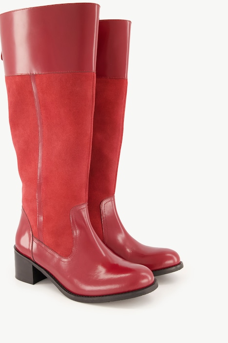 Lederstiefel, XL-Schaft, Zipper, Weite H