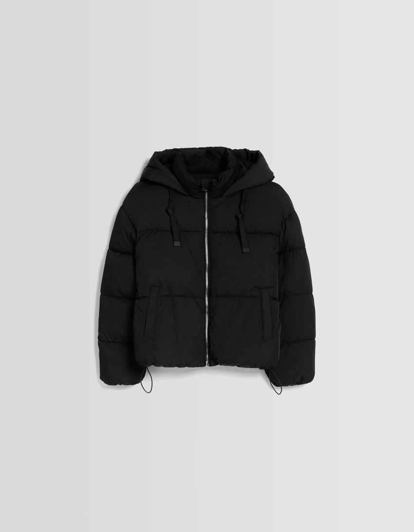 Jaqueta puffer oversized com capuz