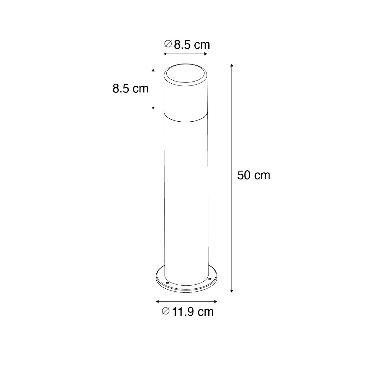 Staande buitenlamp wit met opaal witte kap 50 cm - Odense
