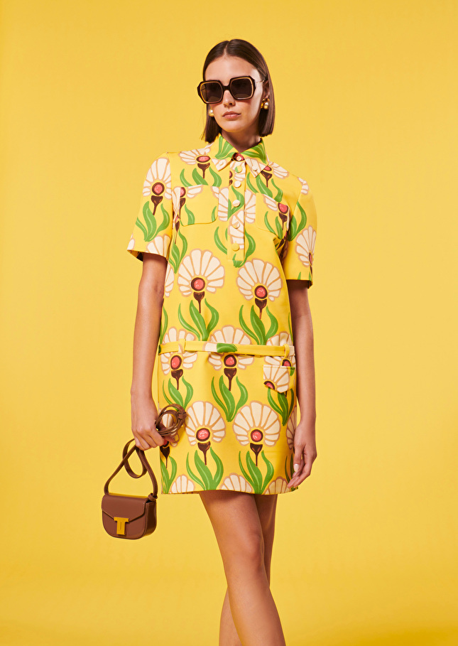 Robe Rivagejaune à motif fleurs