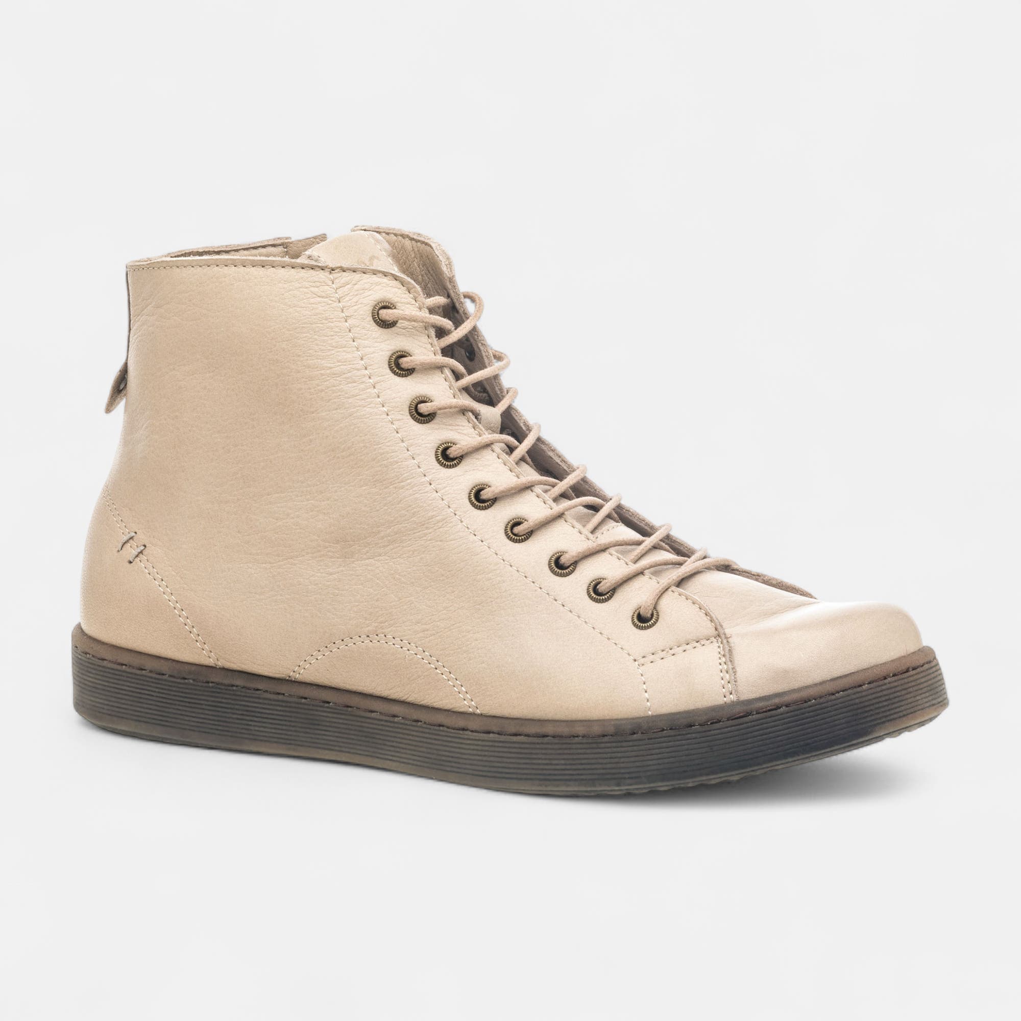 Baskets hautes Femme en cuir beige