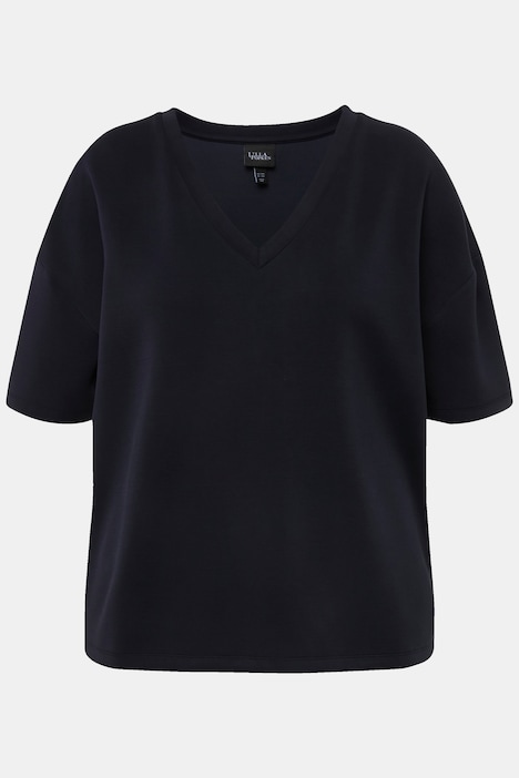 Soft-Sweatshirt, Oversized, V-Ausschnitt, Halbarm