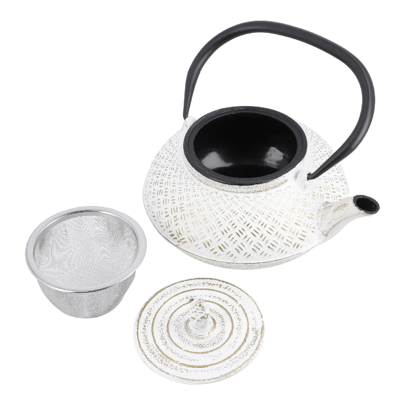 Gusseisen Teekanne, weiß - 0,8 L