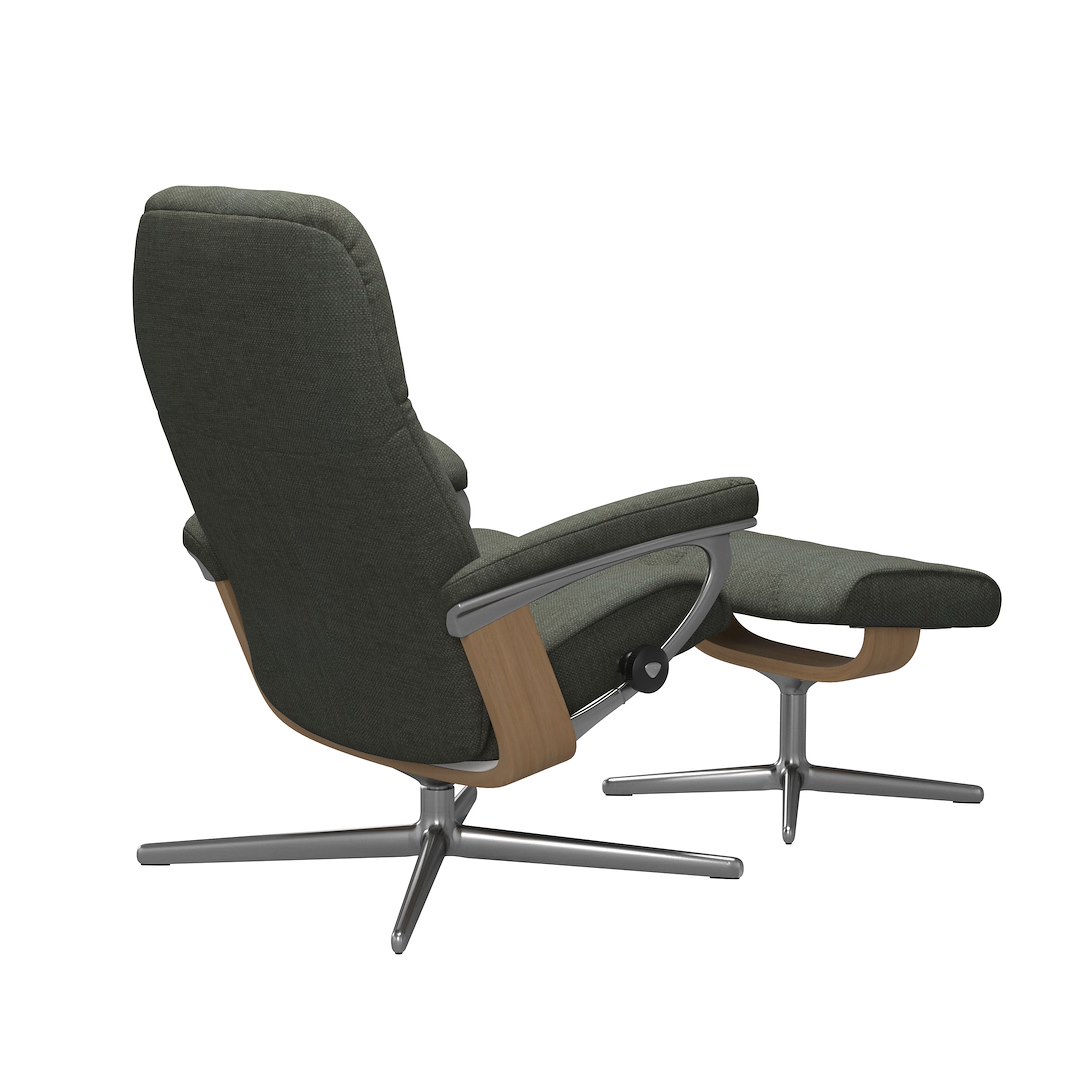 Consul (M) Cross lenestol med krakk Tekstil Daisy Green og Cross understell i eik og krom.