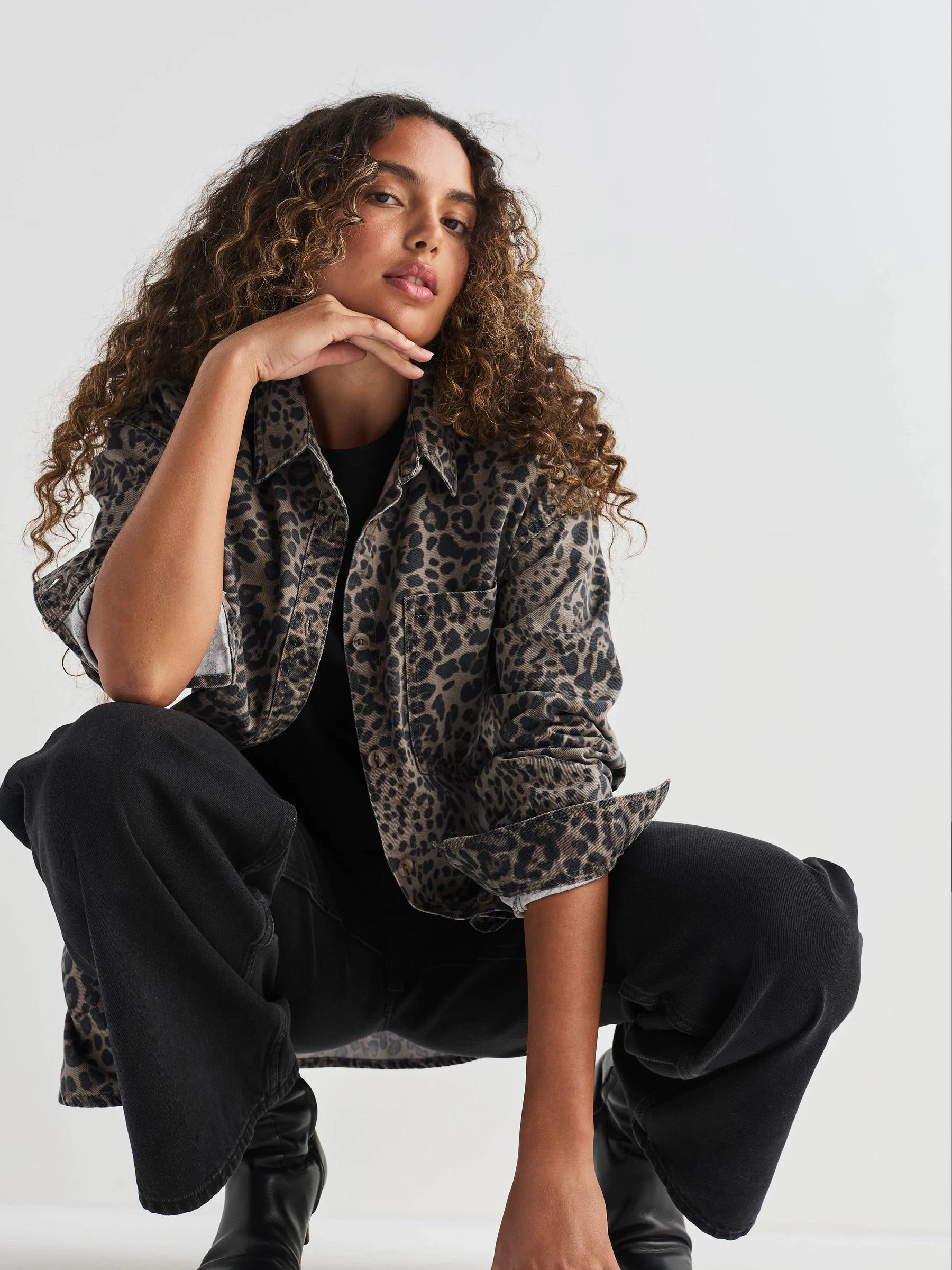 Luipaardprint - Oversized denim overhemd