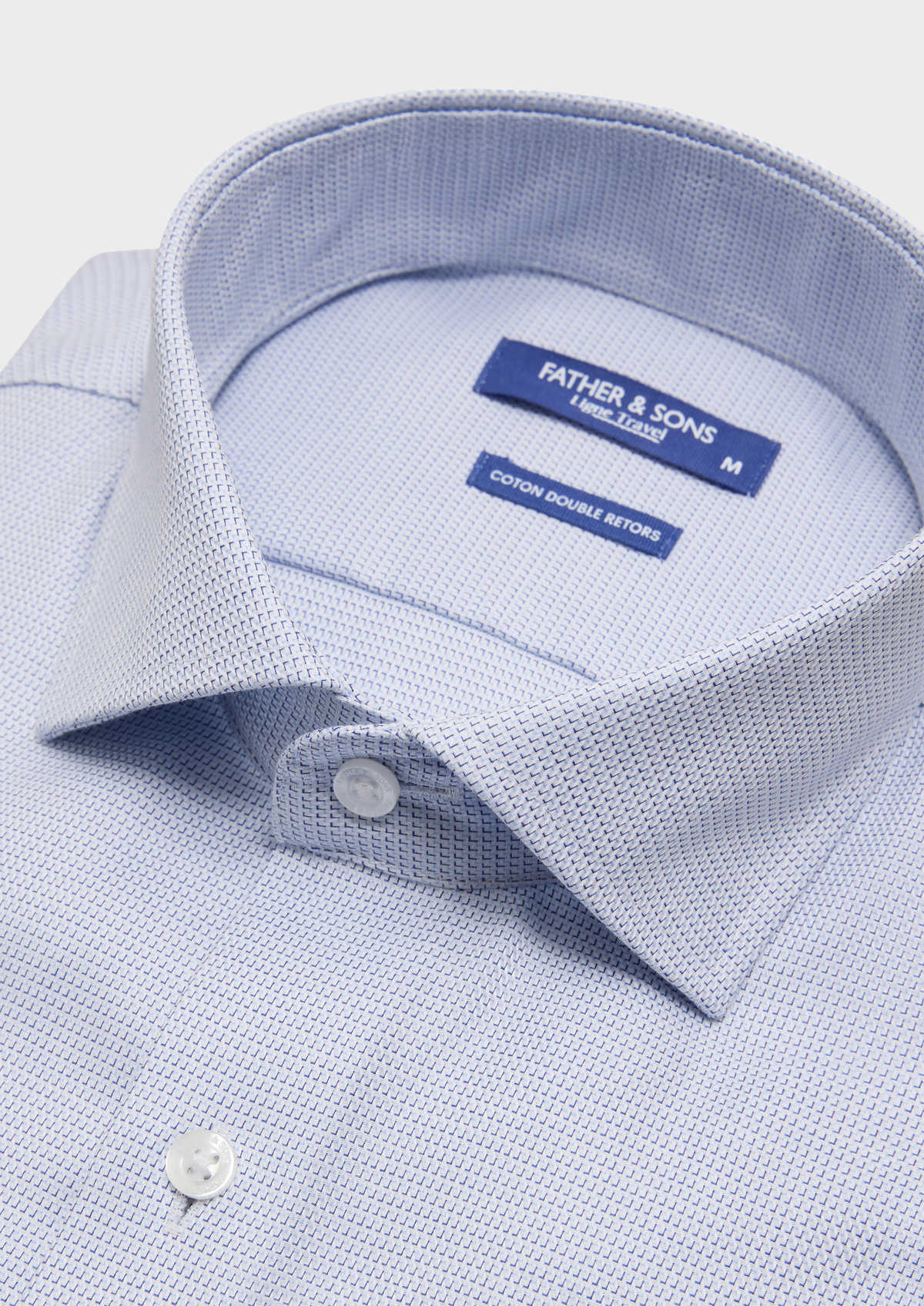 Chemise habillée non-iron Slim en coton Jacquard blanc à motif fantaisie bleu ciel