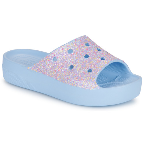 Crocs - ClassicPlatformGlitterSlideW - Bleu / Glitter