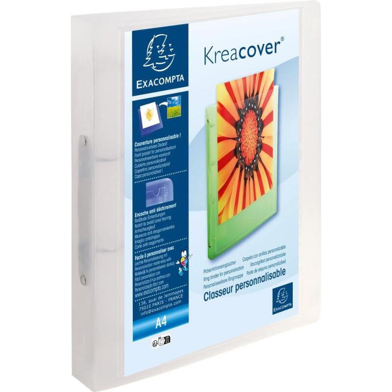Classeur 2 anneaux plastifié Exacompta Kreacover® personnalisable A4 maxi - Dos 4 cm couleurs assorties