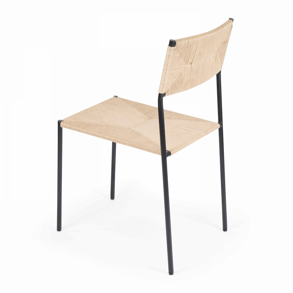 Lot de 6 chaises en sisal tressé et métal