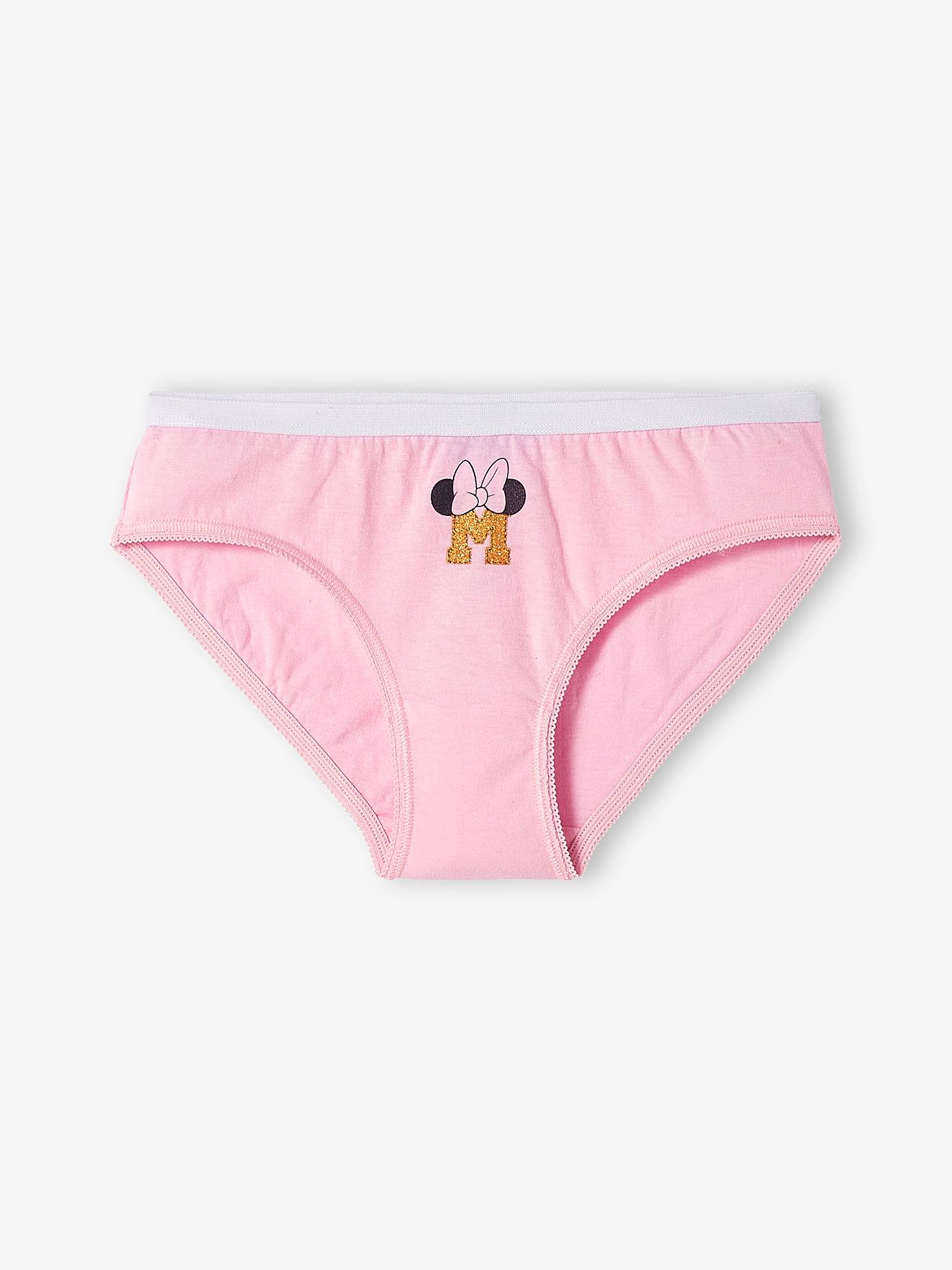 Pacote com 7 calcinhas lisas rosa tamanho médio DS® Minnie com estampas