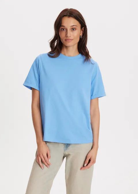 T-shirt met opgerolde mouwen blauw (BLW.M)