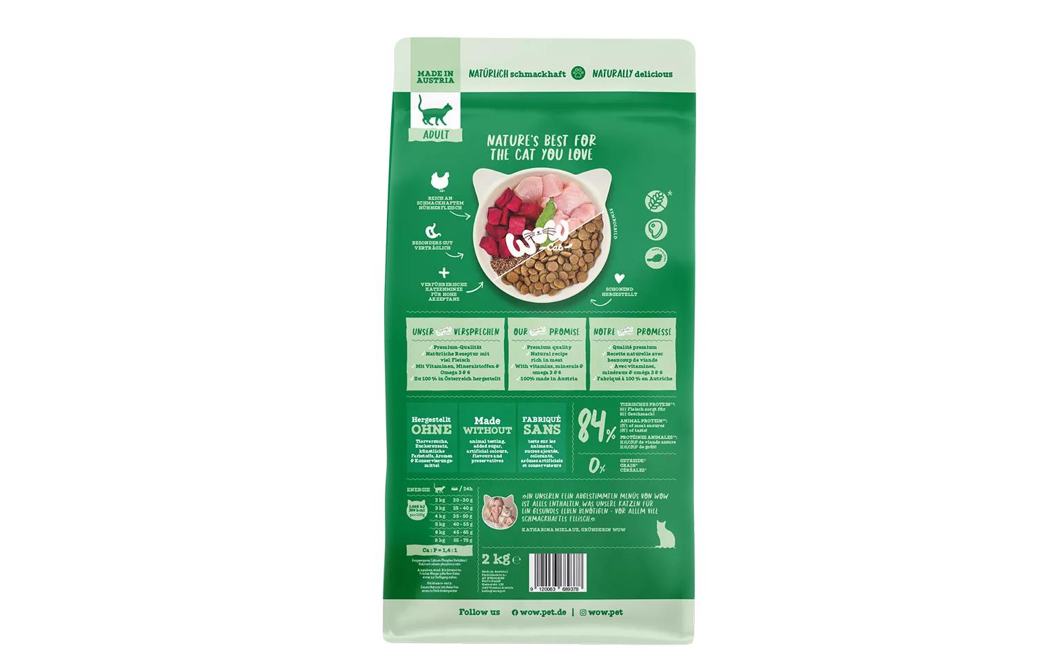 Cat Trockenfutter Adult Huhn, 2 kgAlleinfutter für ausgewachsene Katzen
