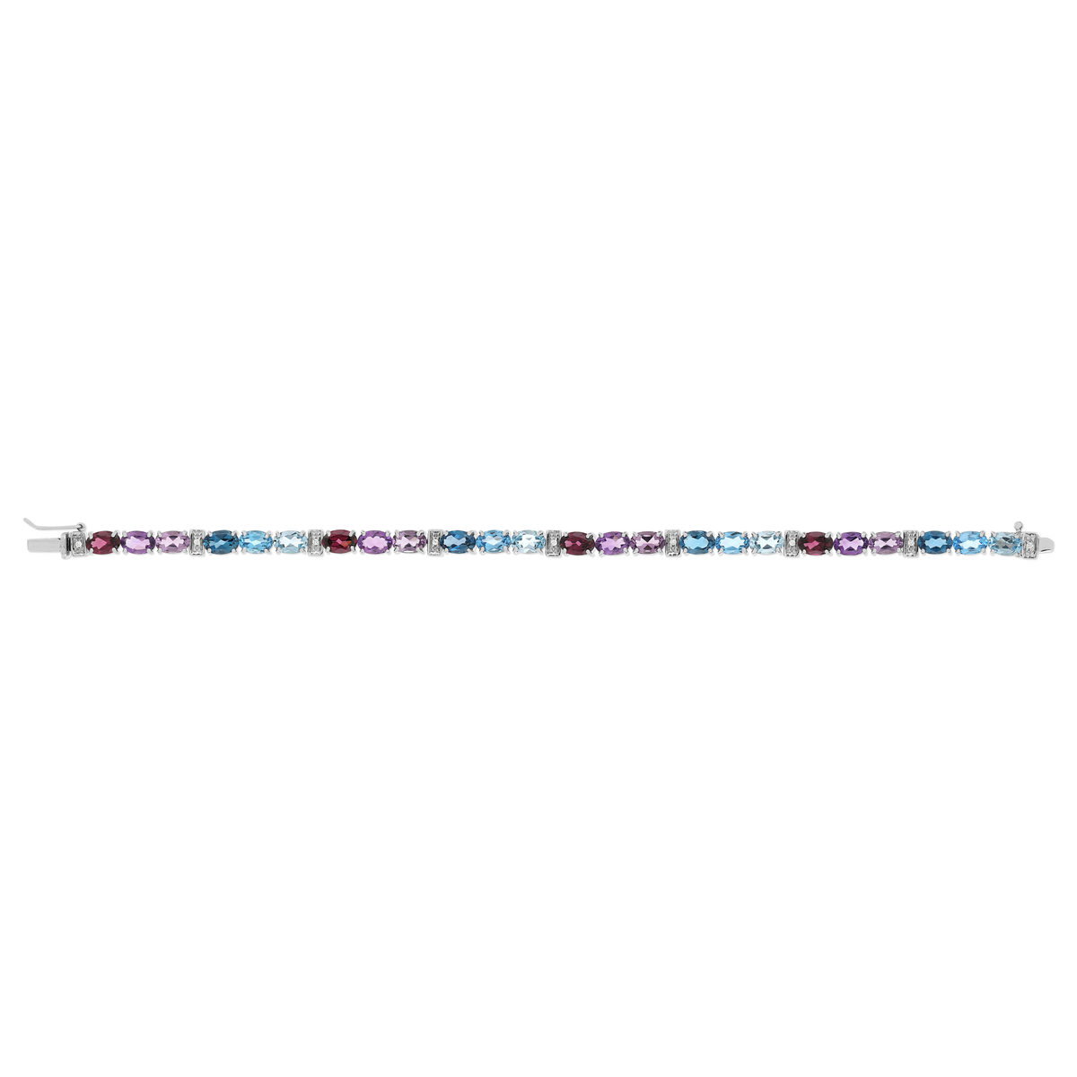 Bracelet or 750 blanc pierres fines et diamants 18 cm