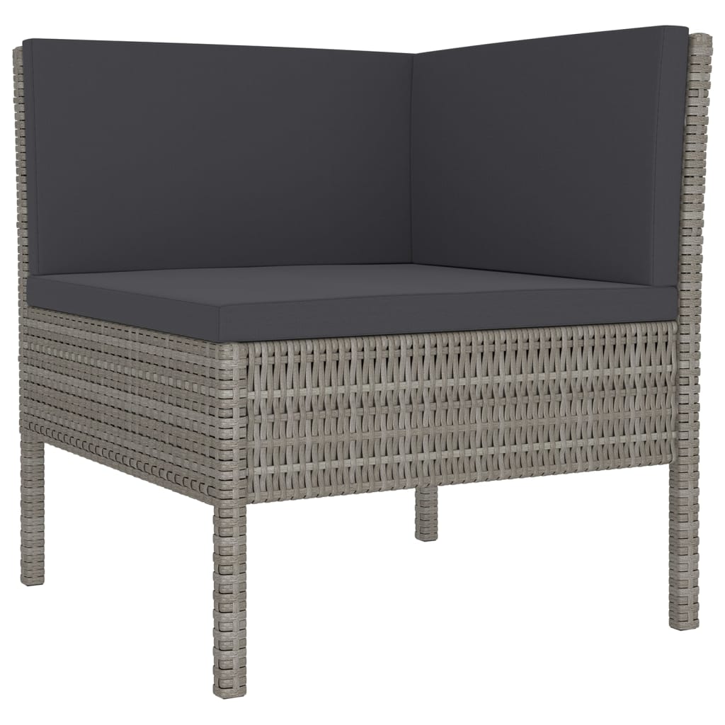Salon de jardin meuble d'extérieur ensemble de mobilier 14 pièces avec coussins résine tressée gris
