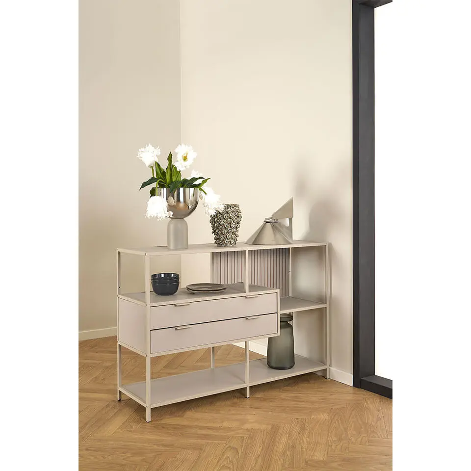 Hioshop Sea wandkast 2 lades 3 planken grijs