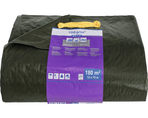 Geweven zeildoek, universeel zeildoek, 180 g/m², groen, 12 x 15 m