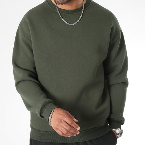 Lot De 2 Sweats Crewneck Large 0261 0258 Vert Kaki Beige