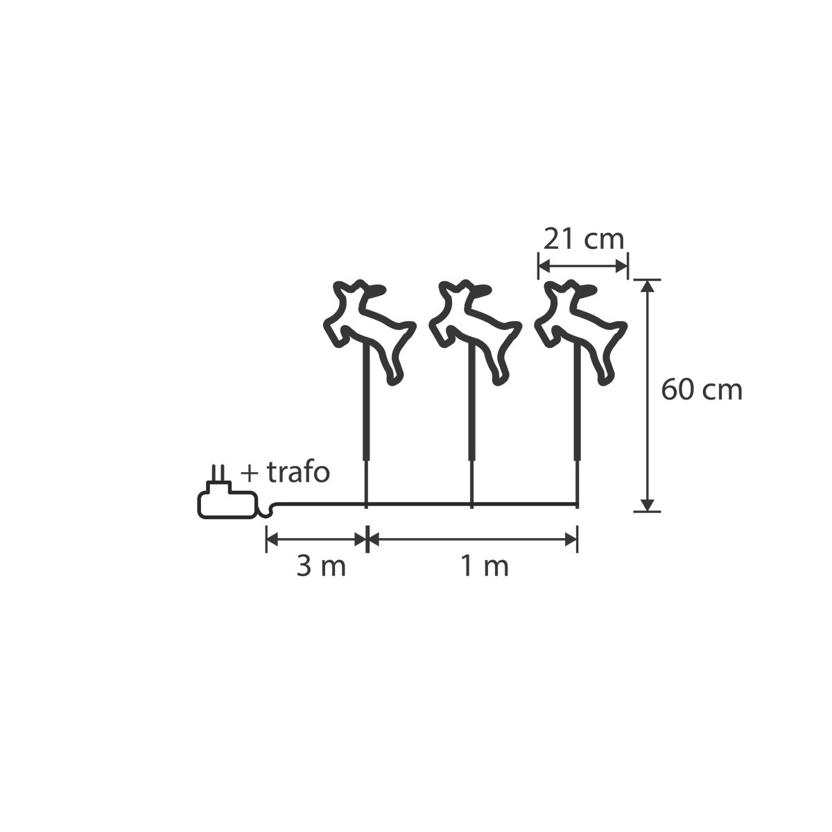 Set van 3 kerst prikspots wit herten incl. LED met timer IP44 - Shika