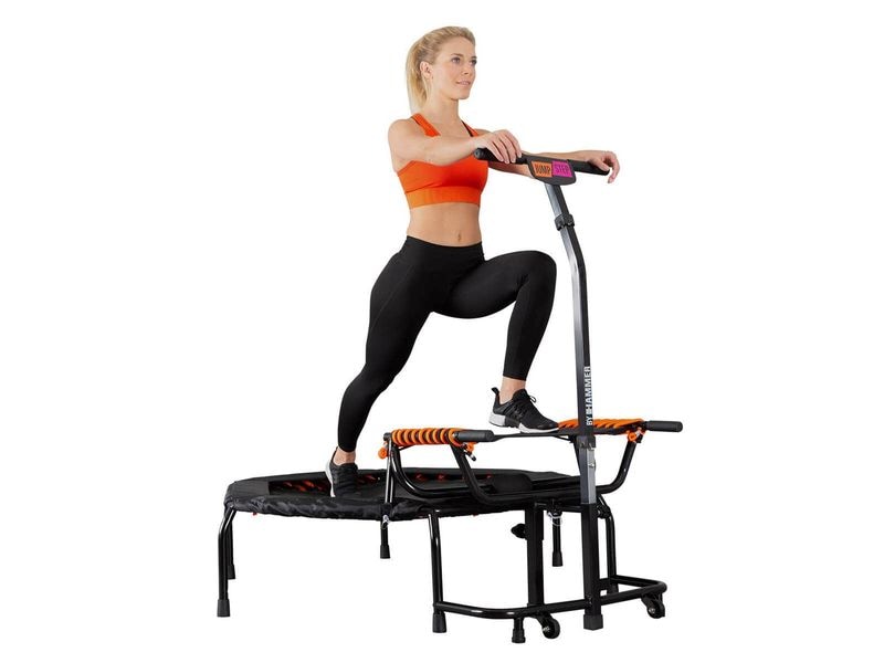 HAMMER Fitnesstrampolin JumpStep Pro mit Step-Board Fitness-Trampolin mit Transportrollen