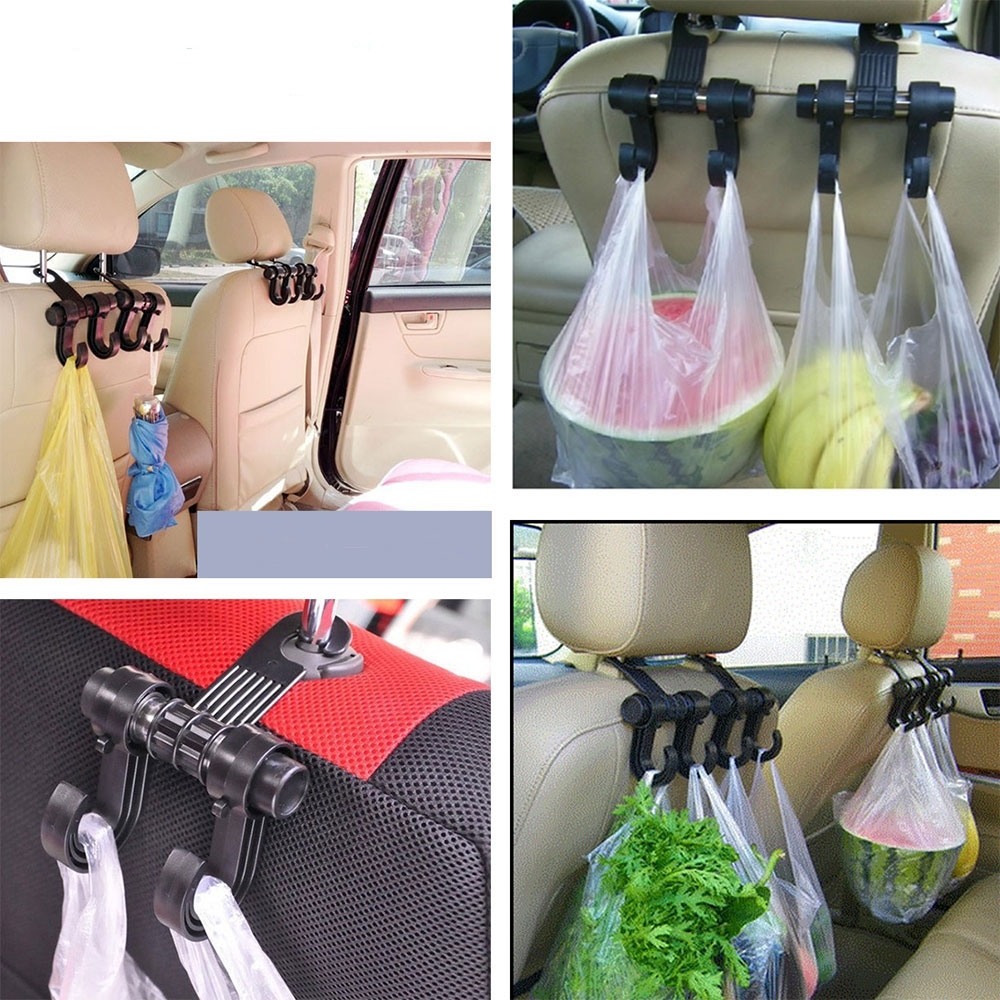 (2er Set) Universal Auto Kopfstütze Haken Organizer Tasche Gepäckhalterung - Schwarz