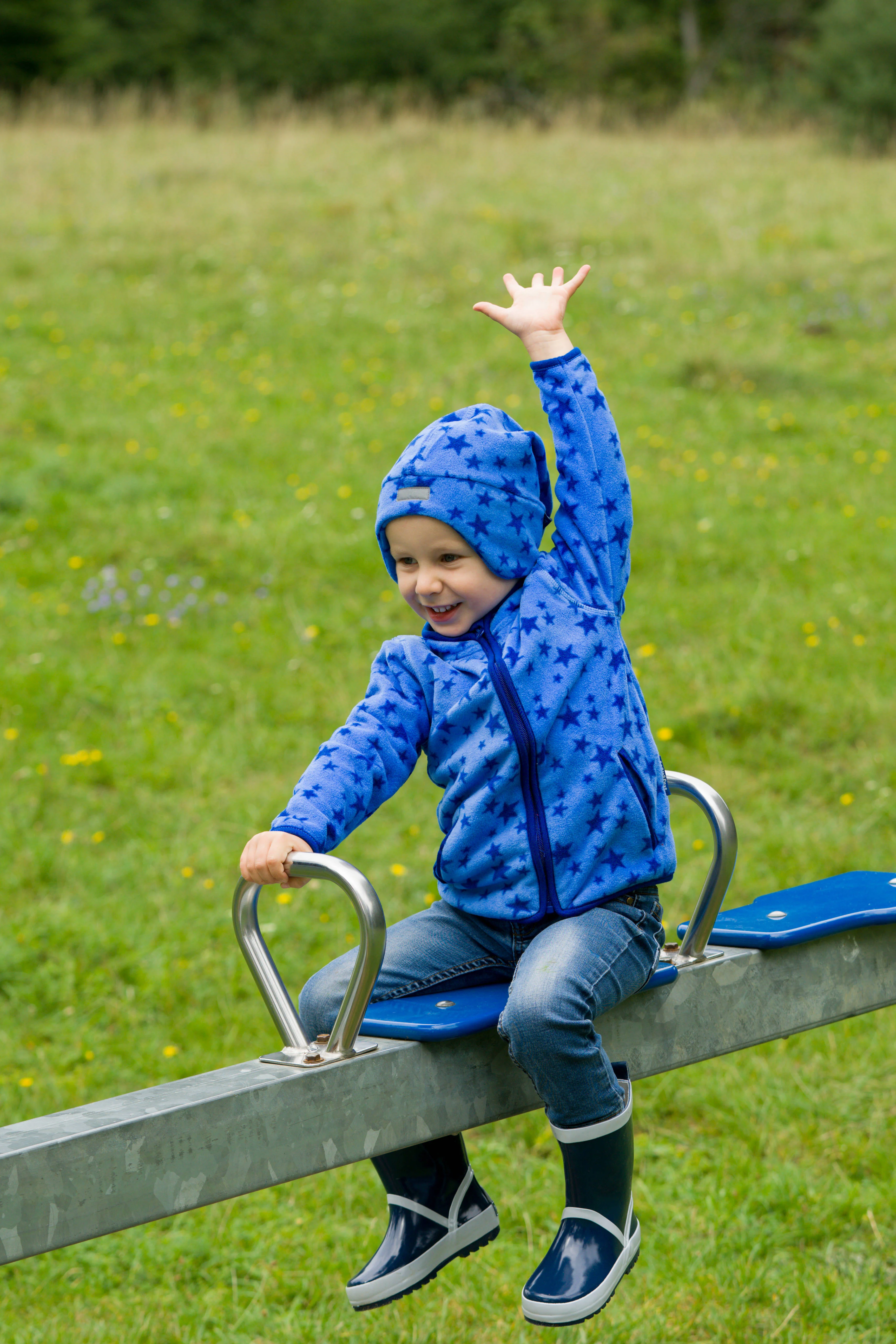 Playshoes fleece vest Stars met sterren lichtblauw/blauw