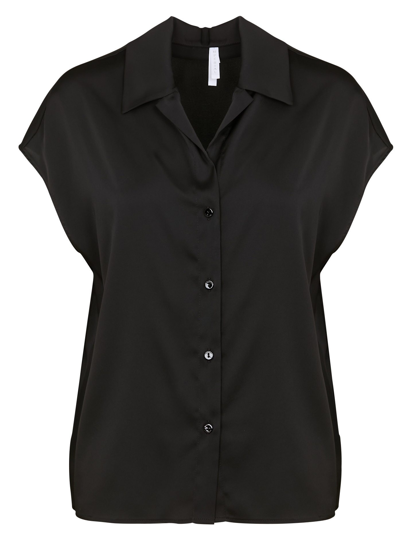 Chemise boutonnée en satin | Noir