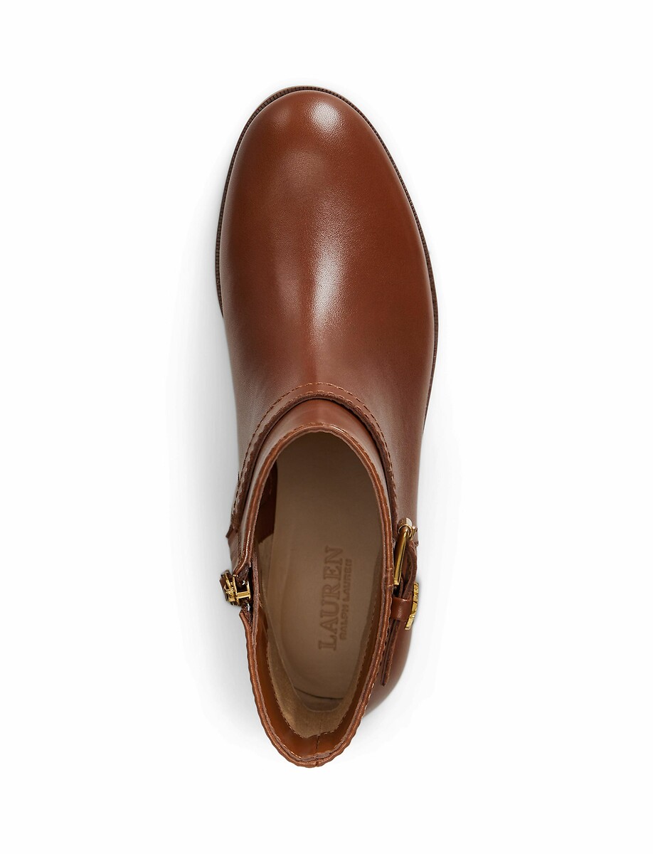 LAUREN RALPH LAUREN<br>Botas de tornozelo Brooke em couro liso