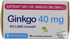 Eurogenerics Ginkgo EG Labo Conseil 40mg Comprimés Pelliculés 90