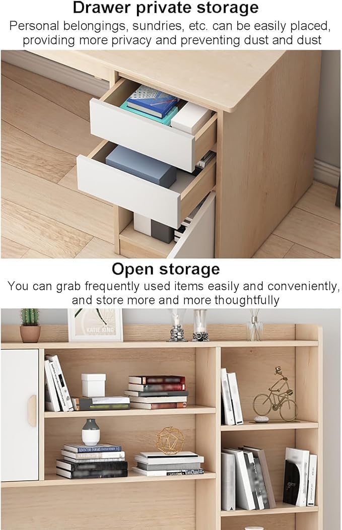Computertisch aus Holz mit Schubladen und Ablagen，Moderner Weißer Schreibtisch mit Aufsatz Schreibtisch für Zuhause und Büro, mit Ablagefach Großer Home-Office-Schreibtis(Size:120x45x165cm,Color:Weiß)