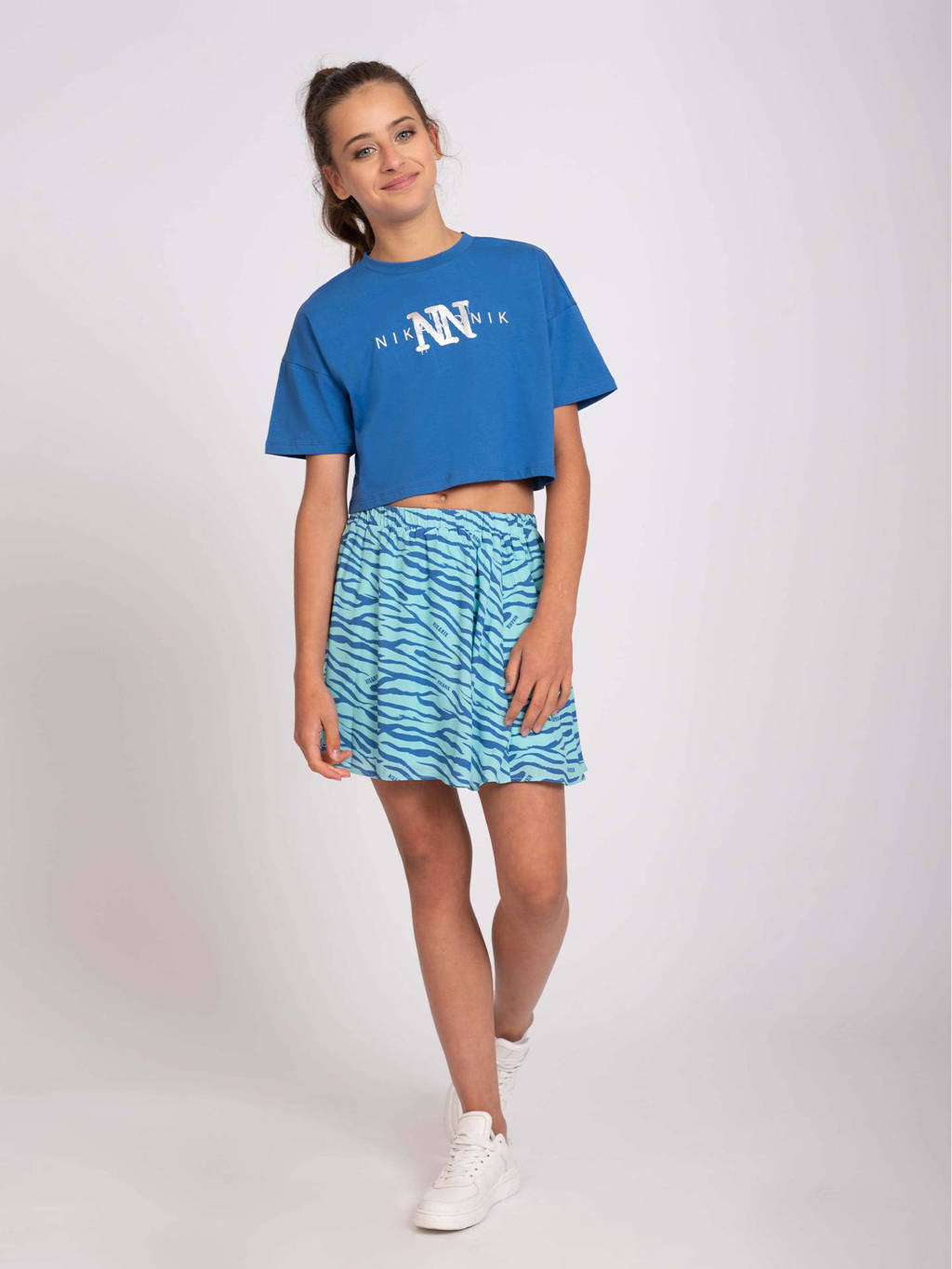 NIK&NIK rok Kenley met zebraprint helderblauw/donkerblauw