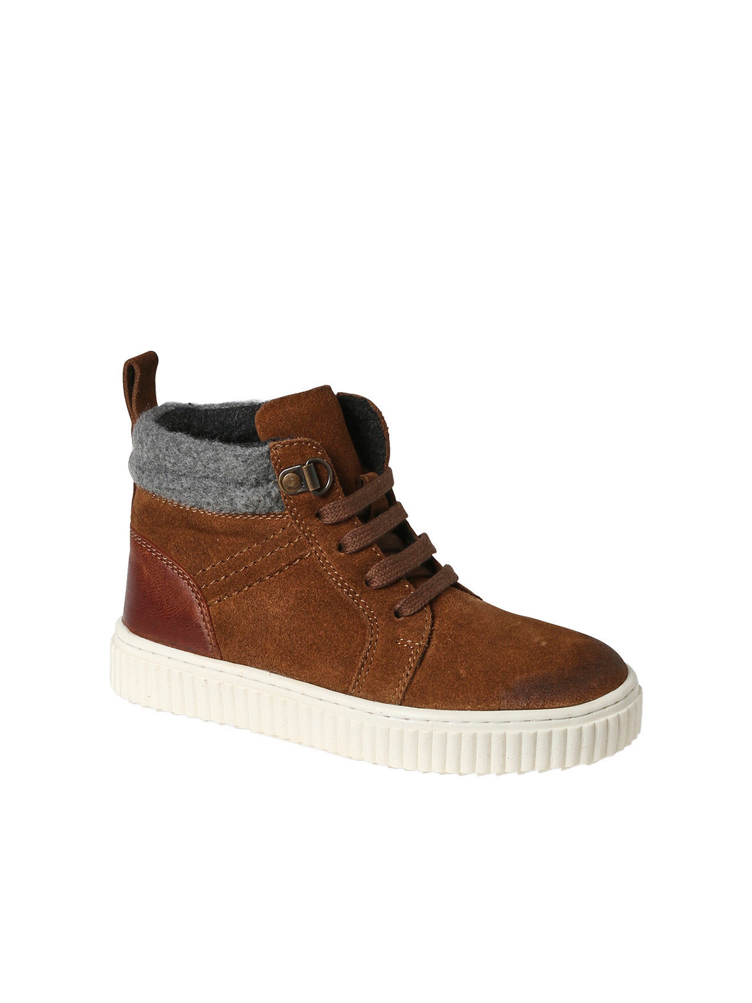 Vertbaudet Warme Kinder High-Sneakers, Reißverschluss und Schnürung braun