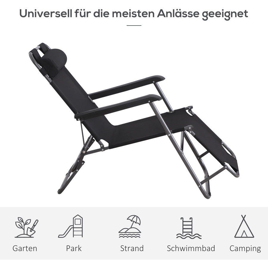 Outsunny Gartenliege mit faltbarem Design schwarz