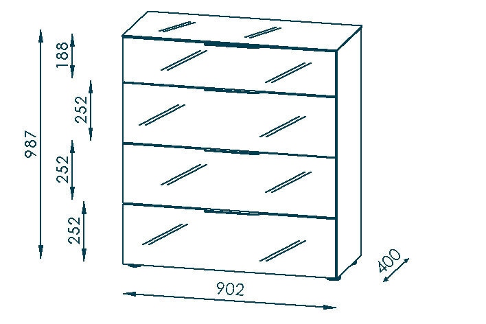Kommode Mila 90 x 100 cm Weiß / Weiß Glas