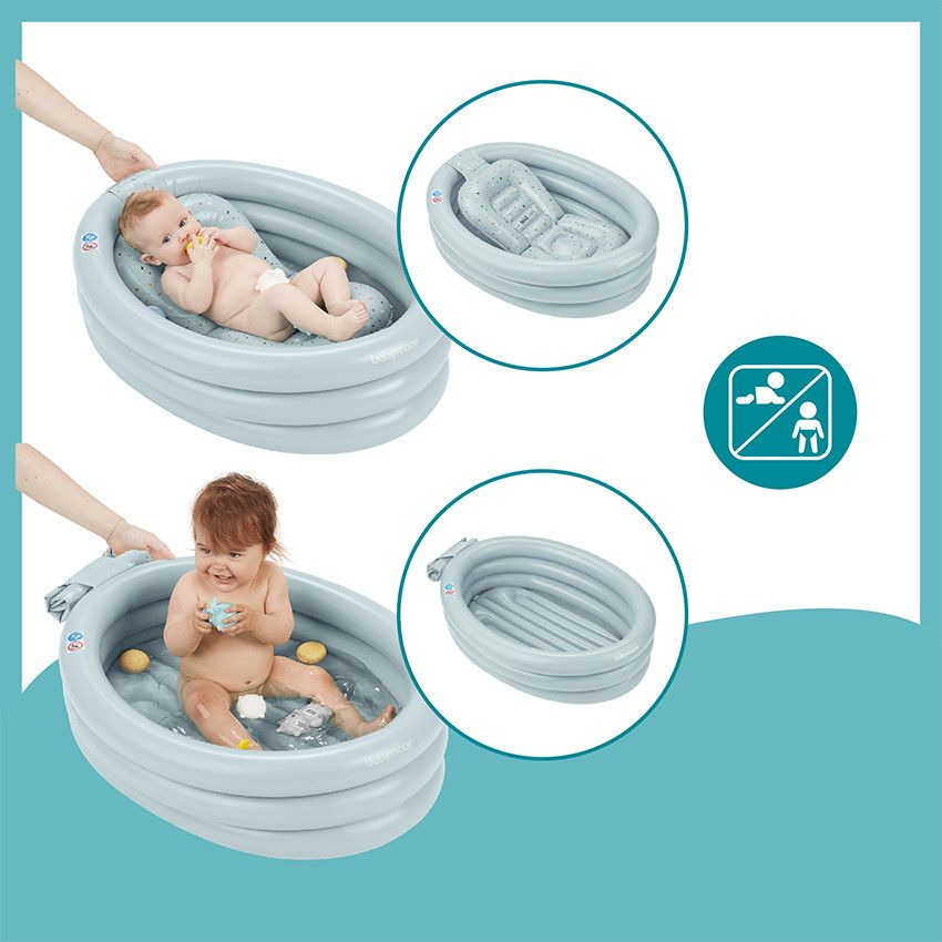 Baignoire gonflable évolutive Aquadots - Bleu - Ecru