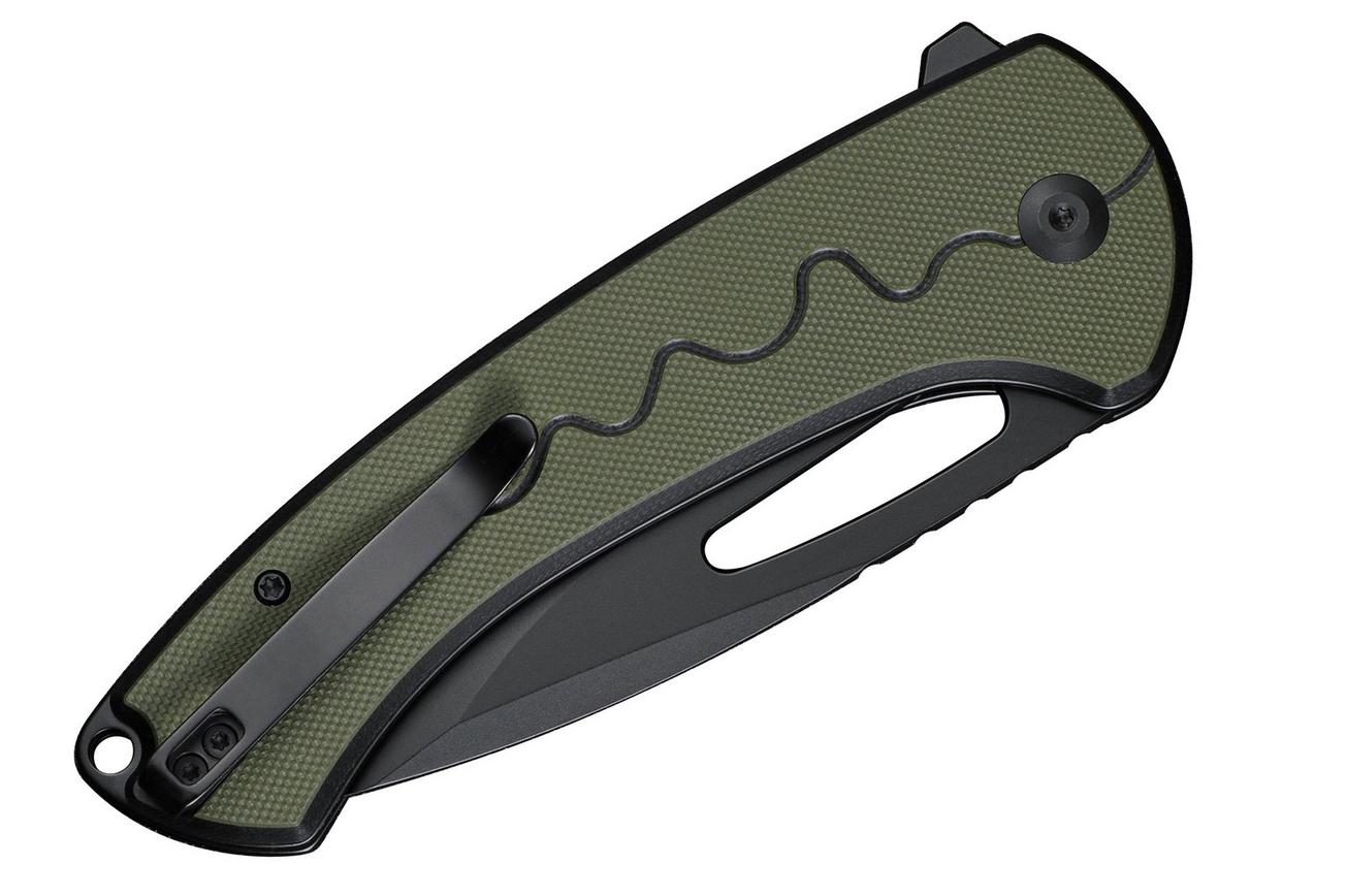 SENCUT Squiggy S24082A-2 Black Coating, Black/Green G10, zakmes