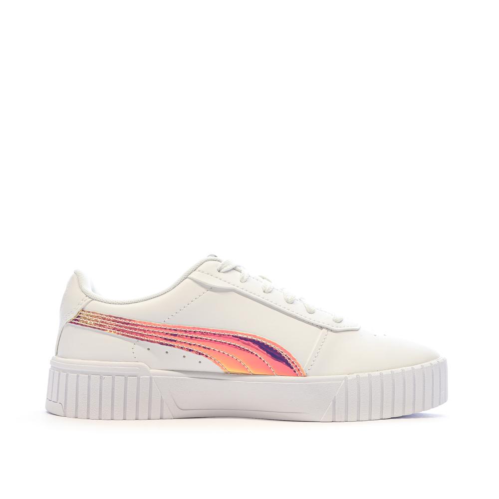 Puma Baskets Blanches/Rose Brillant Fille Puma Carina 2.0