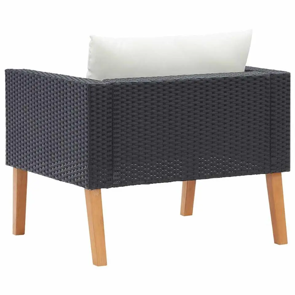 vidaXL - Tuinbank eenzits - Zwart - Poly rattan - Met kussens